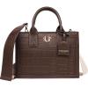 True Religion Mega Logo Modern Tote, Structured Everyday Shoulder Bag, Adjustable Crossbody Strap, Spacious Interior(Chocolate)