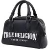 True Religion Mini Satchel, Structured Crossbody Bag with Big Logo, Adjustable Shoulder Strap, Black