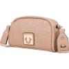 True Religion Quilted Crossbody Bag, Small Structured Purse for Women, Adjustable Strap, Quilted Horseshoe Pattern(Tan)