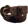 True Religion Womens Jeans Leather Belt Brown Embossed Logo Hardware Horseshoe Buckle (22)