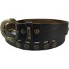 True Religion Womens Jeans Leather Belt Brown Studded Embossed Hardware Logo Horseshoe Buckle (22)