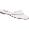 True Religion Women’s Minimalist Flip Flop Sandals – Sleek Style with Gold Logo Charm(White)