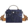 True Religion Women’s Shoulder Bag Purse, Jean Pocket Mini Flap Crossbody Handbag with Adjustable Strap(Navy)