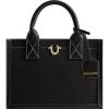 True Religion Women’s Tote Bag, Faux Suede Medium Travel Purse Handbag with Adjustable Shoulder Strap and Horseshoe Logo(Black)