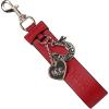 True Religion womens True Religion Bag Charm Keychain, Embossed Logo Strap Accessory With Heart and Horseshoe Pendants(Red)
