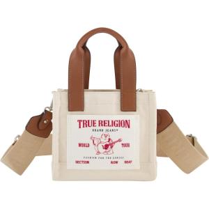 True Religion Tote Bag, Women’s Mini Travel Shoulder Bag with Adjustable Strap(Natural)