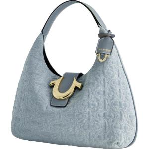 True Religion Tote Bag, Women’s Modern Edge Faux Suede Purse Handbag with Shoulder Strap, Beige