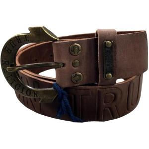 True Religion Womens Jeans Leather Belt Brown Embossed Logo Hardware Horseshoe Buckle (22)