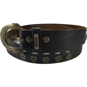 True Religion Womens Jeans Leather Belt Brown Studded Embossed Hardware Logo Horseshoe Buckle (22)