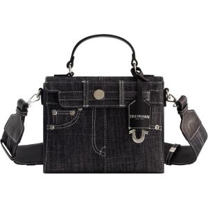 True Religion Women’s Shoulder Bag Purse, Jean Pocket Mini Flap Crossbody Handbag with Adjustable Strap(Black)