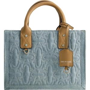True Religion Women’s Tote Bag, Quilted Horseshoe Travel Shoulder Handbag with Adjustable Crossbody Strap(Light Blue)