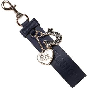 True Religion womens True Religion Bag Charm Keychain, Embossed Logo Strap Accessory With Heart and Horseshoe Pendants(Navy)
