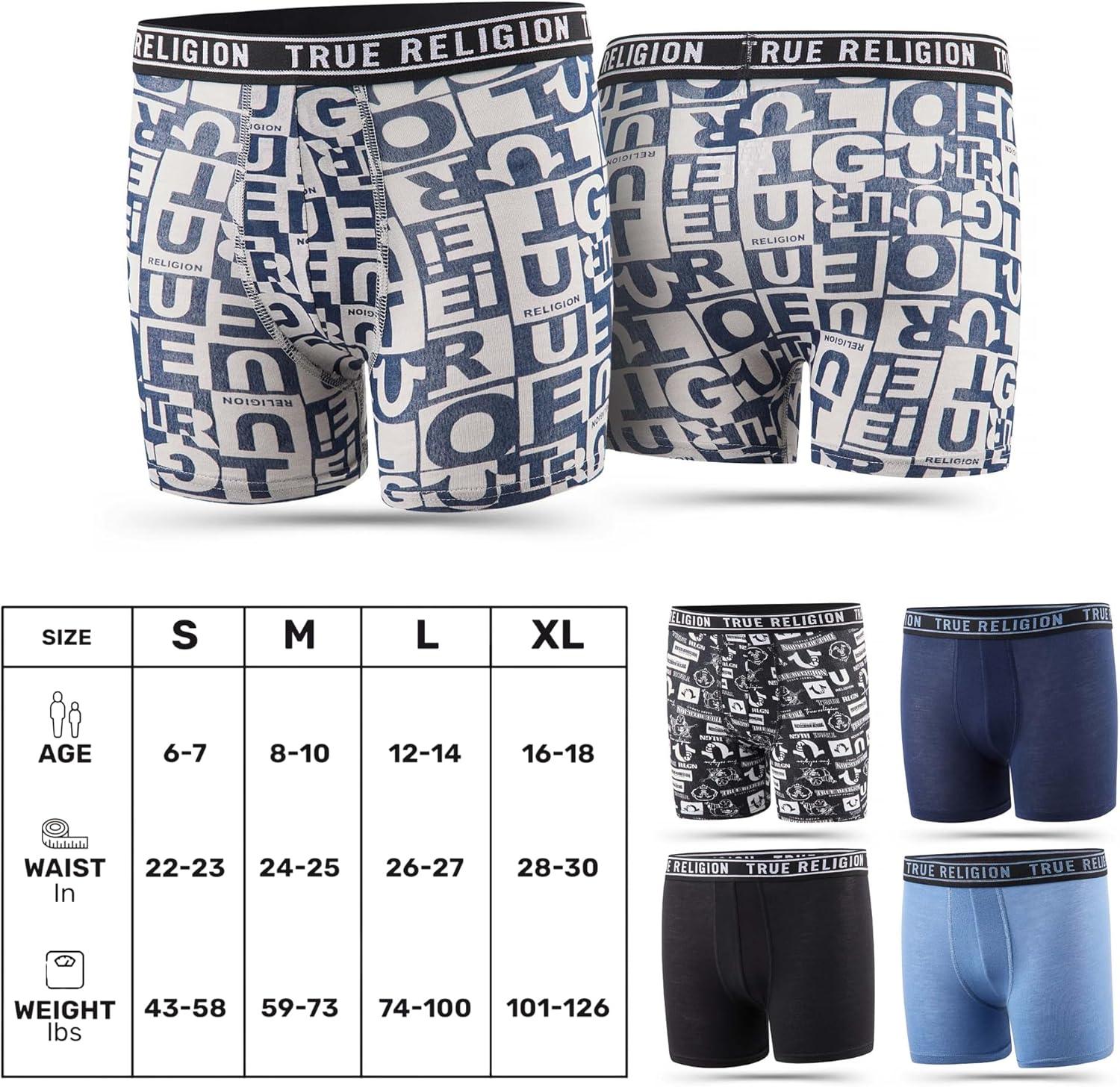 imageTrue Religion Boys Underwear 5 Pack Boxer Briefs for Boys 618 Durable Stretch Breathable Moisture WickingPrints
