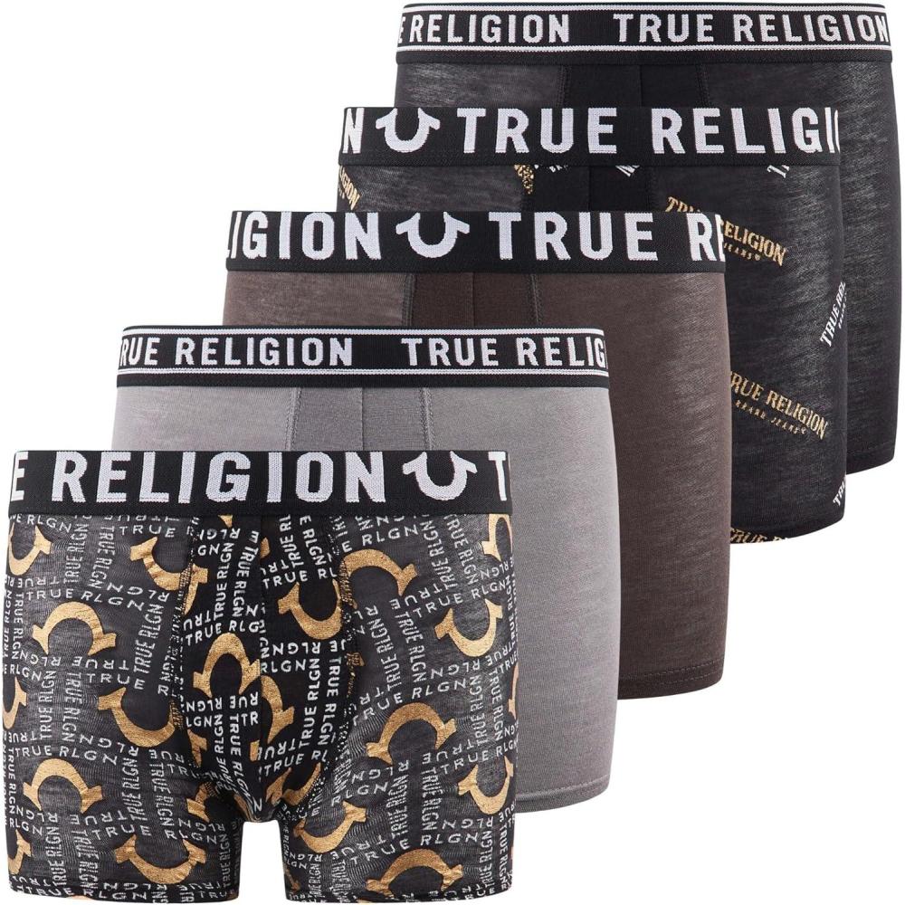 imageTrue Religion Boys Underwear 5 Pack Boxer Briefs for Boys 618 Durable Stretch Breathable Moisture WickingGreyBlack Pack