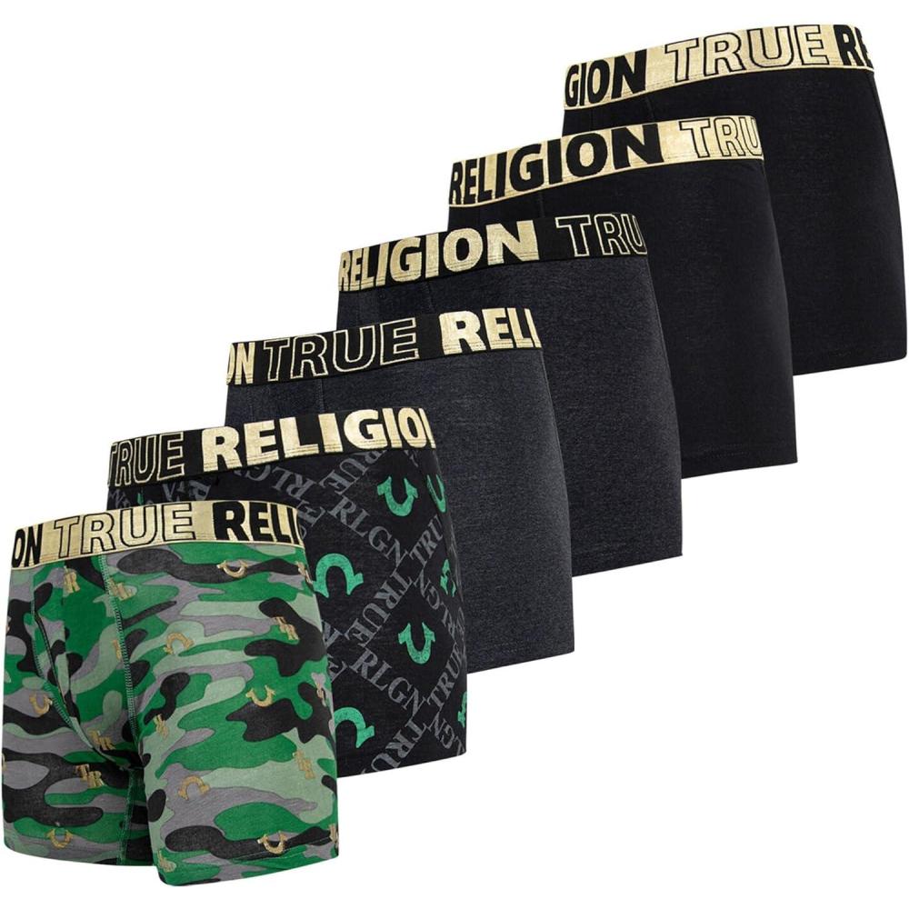 imageTrue Religion Mens Boxer Briefs Cotton Stretch Underwear for Men Pack of 6BlackGold