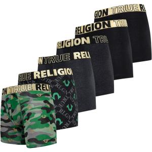 True Religion Mens Boxer Briefs Cotton Stretch Underwear for Men Pack of 6(Black/Gold)