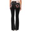 True Religion Women’s Joey Low Rise Super T Flare Jeans – Denim Flap Pocket Bell Bottom Jeans(Rinse Black)