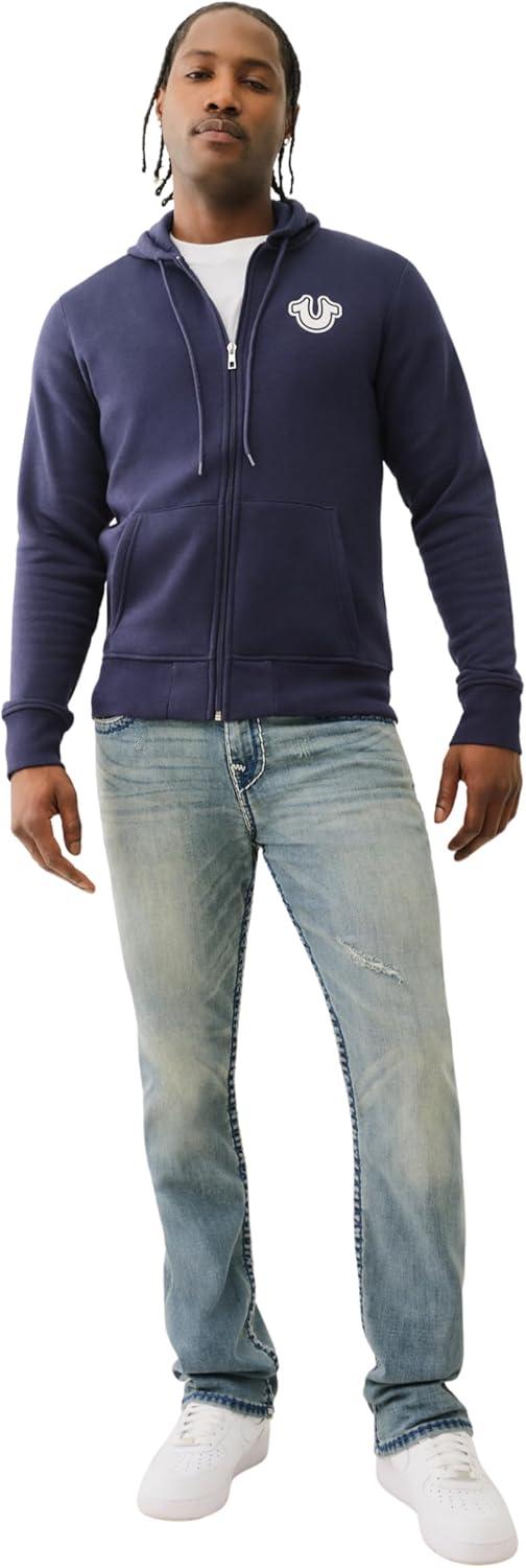 imageTrue Religion Mens Puff Print Core Zip Up Hoodie for Men Y2K Graphic Hoodie Mens Hoodies with Oversized GraphicAce Blue