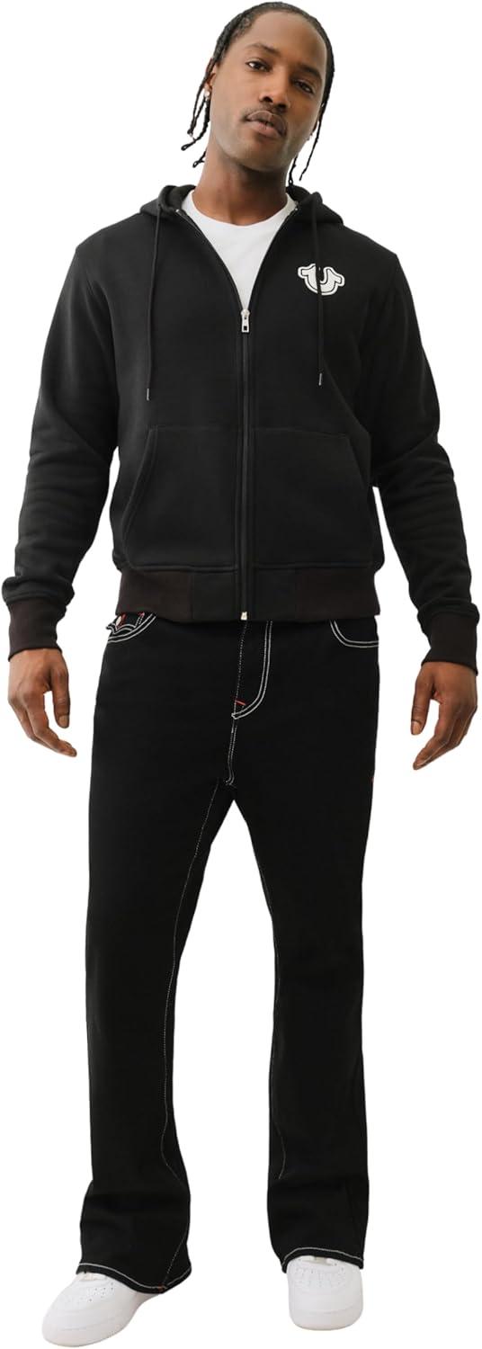 imageTrue Religion Mens Puff Print Core Zip Up Hoodie for Men Y2K Graphic Hoodie Mens Hoodies with Oversized GraphicBlack