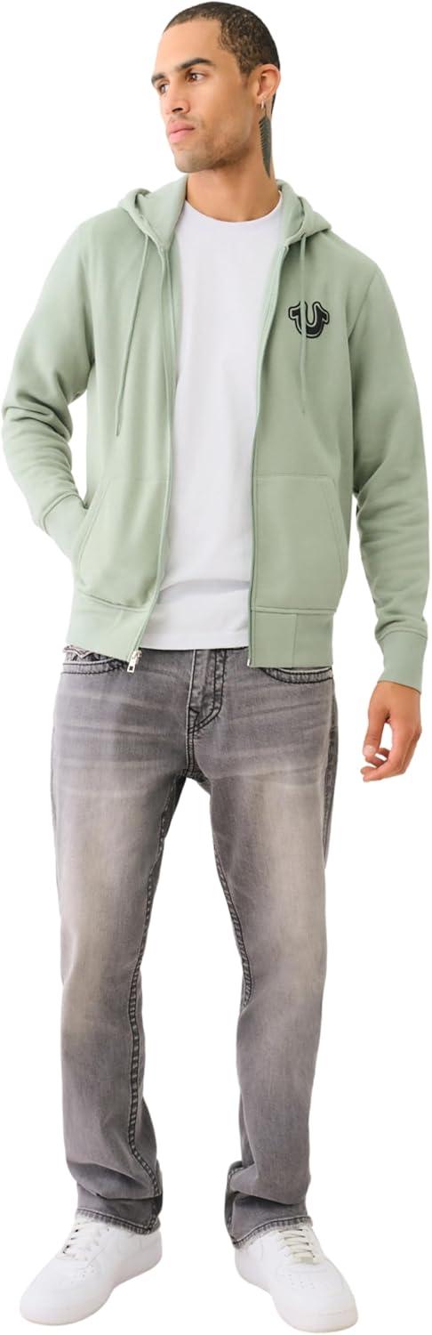 imageTrue Religion Mens Puff Print Core Zip Up Hoodie for Men Y2K Graphic Hoodie Mens Hoodies with Oversized GraphicGreen Bay