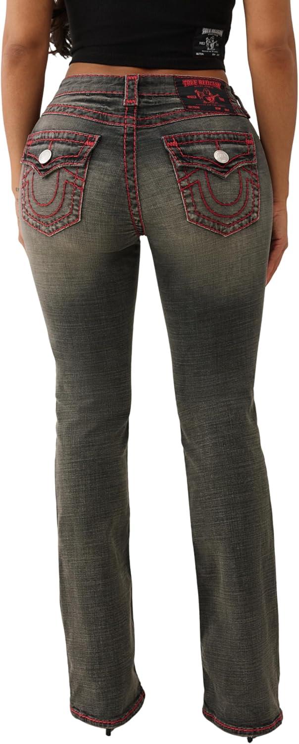 imageTrue Religion Womens Becca MidRise Bootcut Flap Jeans Super T Stitch DenimCompass Trail