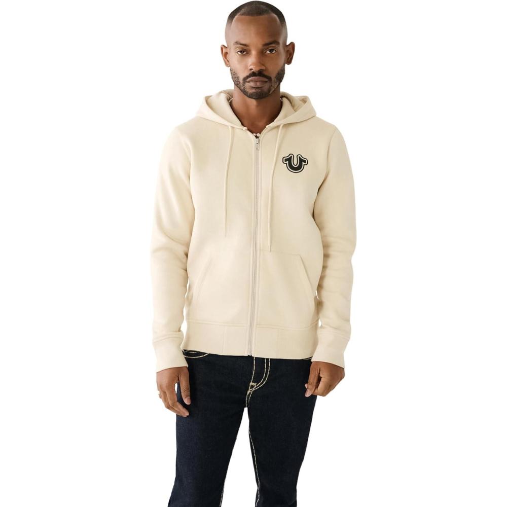 imageTrue Religion Mens Puff Print Core Zip Up Hoodie for Men Y2K Graphic Hoodie Mens Hoodies with Oversized GraphicFog