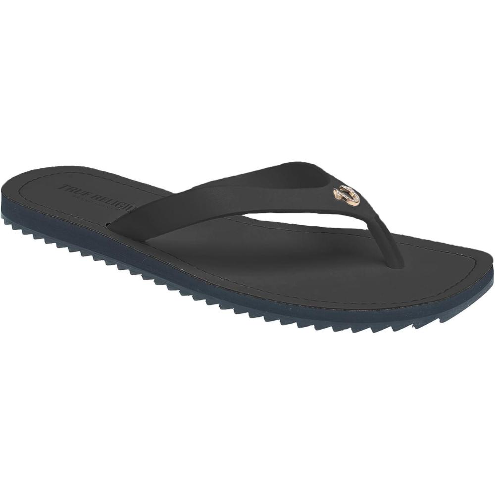 imageTrue Religion Womens Flip Flop Sandals  Lightweight Rubber Sole with Iconic Logo DetailBlack