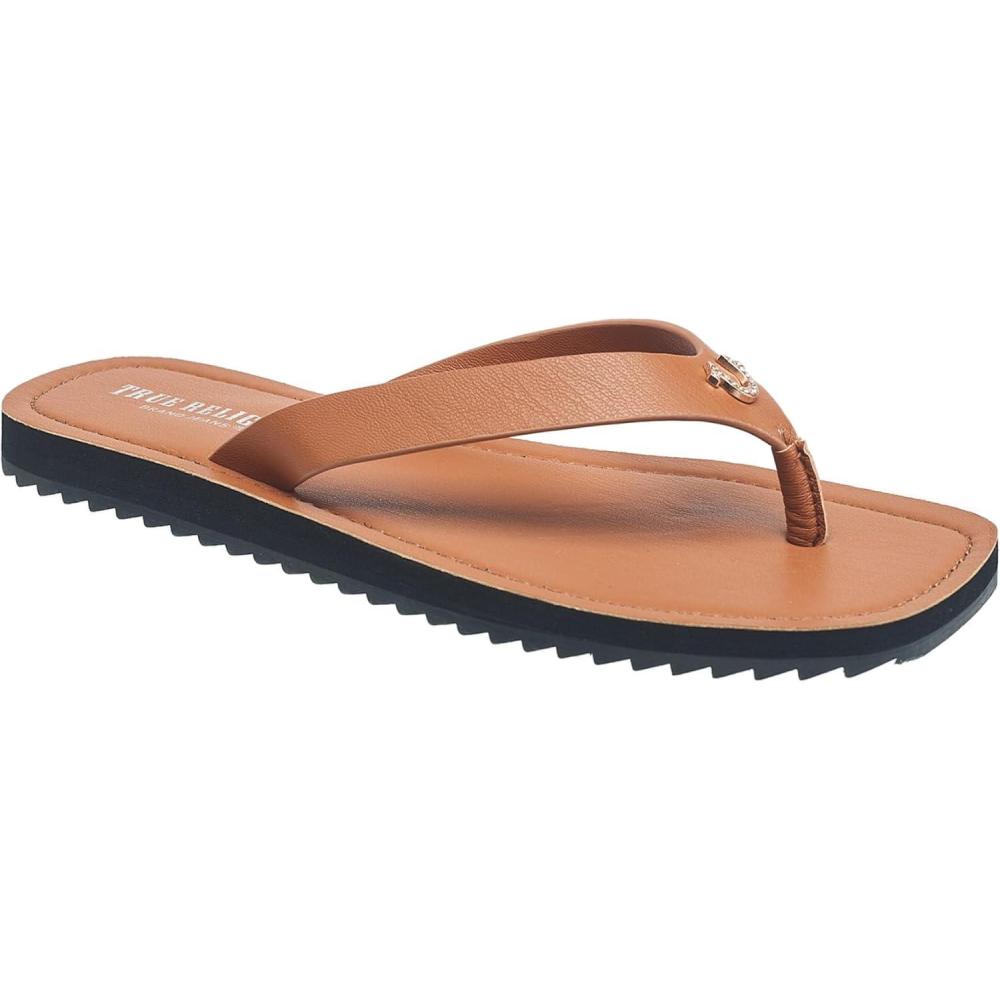 imageTrue Religion Womens Flip Flop Sandals  Lightweight Rubber Sole with Iconic Logo DetailCognac