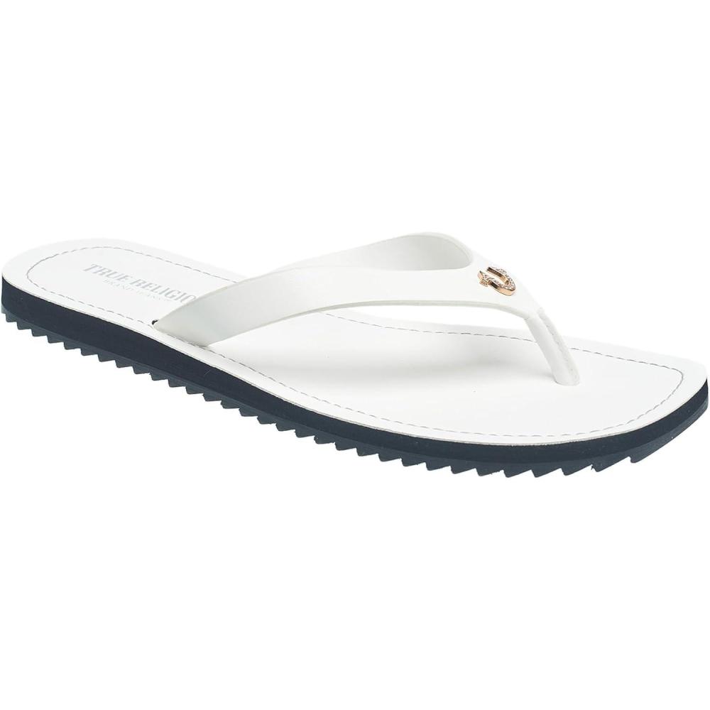 imageTrue Religion Womens Flip Flop Sandals Lightweight Rubber Sole with Iconic Logo DetailWhite