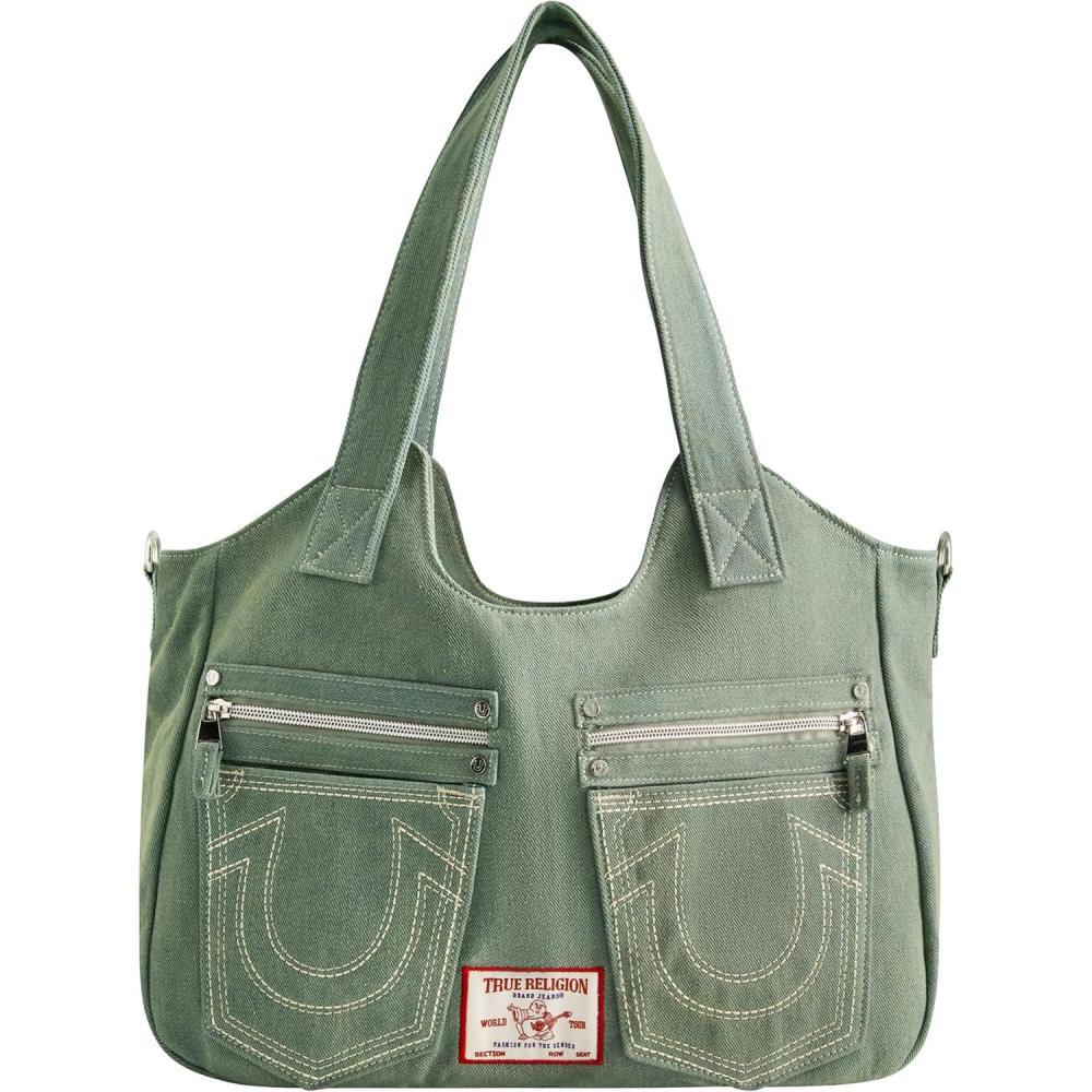 imageTrue Religion womens True Religion Womens Satchel Bag Crossbody Purse Handbag With Horseshoe Logo StitchingSage