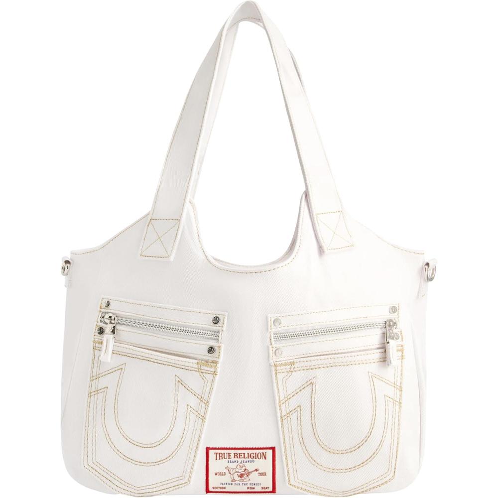 imageTrue Religion womens True Religion Womens Satchel Bag Crossbody Purse Handbag With Horseshoe Logo StitchingWhite