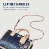 True Religion Denim Tote Bag, Bombe Logo Shoulder Carryall with Horseshoe Hardware and Strap Hand Bag, Dark Denim