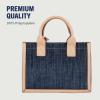 True Religion Denim Tote Bag, Bombe Logo Shoulder Carryall with Horseshoe Hardware and Strap Hand Bag, Dark Denim