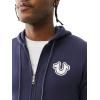 True Religion Men’s Puff Print Core Zip Up Hoodie for Men – Y2K Graphic Hoodie, Mens Hoodies with Oversized Graphic(Ace Blue)