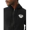 True Religion Men’s Puff Print Core Zip Up Hoodie for Men – Y2K Graphic Hoodie, Mens Hoodies with Oversized Graphic(Black)