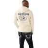 True Religion Men’s Puff Print Core Zip Up Hoodie for Men – Y2K Graphic Hoodie, Mens Hoodies with Oversized Graphic(Fog)