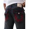 True Religion Men’s TR Ricky Super T Flap Jeans – Straight Fit Stretch Denim, 34″ Inseam, Stitching(Acoustic Session Blue Blk Wash)