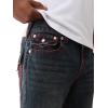 True Religion Men’s TR Ricky Super T Flap Jeans – Straight Fit Stretch Denim, 34″ Inseam, Stitching(Acoustic Session Blue Blk Wash)