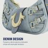 True Religion Shoulder Bag, Women’s Multi-Strap Denim Handbag with Adjustable Shoulder Strap, One Size