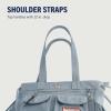 True Religion Tote Bag, Women’s Multi-Pocket Faux Leather Handbag, Denim, One Size