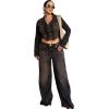 True Religion Women’s Jessie Super Baggy Jeans – Flap Pockets & Super T Stitching(Cocoa Crumble)