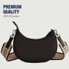 True Religion Women’s Shoulder Bag, Mini Crescent Hobo Handbag with Adjustable Crossbody Strap and Coin Purse, Black