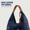 True Religion Women’s Shoulder Bag Purse, Large Hobo Handbag with Front Pockets(Denim)