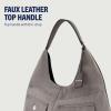 True Religion Women’s Shoulder Bag Purse, Large Hobo Handbag with Front Pockets(Grey)