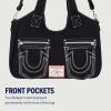 True Religion womens True Religion Women’s Satchel Bag, Crossbody Purse Handbag With Horseshoe Logo Stitching(Black)