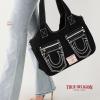True Religion womens True Religion Women’s Satchel Bag, Crossbody Purse Handbag With Horseshoe Logo Stitching(Black)