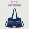 True Religion womens True Religion Women’s Satchel Bag, Crossbody Purse Handbag With Horseshoe Logo Stitching(Dark Denim)