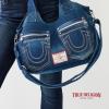 True Religion womens True Religion Women’s Satchel Bag, Crossbody Purse Handbag With Horseshoe Logo Stitching(Dark Denim)