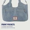 True Religion womens True Religion Women’s Satchel Bag, Crossbody Purse Handbag With Horseshoe Logo Stitching(Denim)
