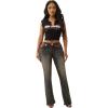 True Religion Women’s Becca Mid-Rise Bootcut Flap Jeans – Super T Stitch Denim(Compass Trail)